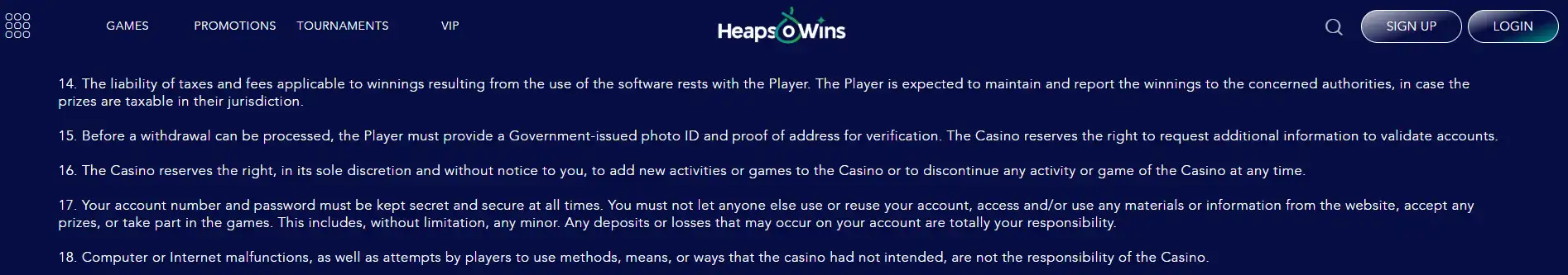 HeapsoWins verification and KYC interface