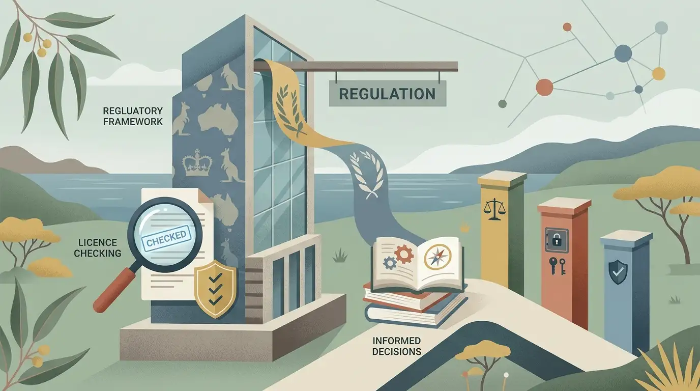 Illustration of Australian online gambling regulation and licence checking