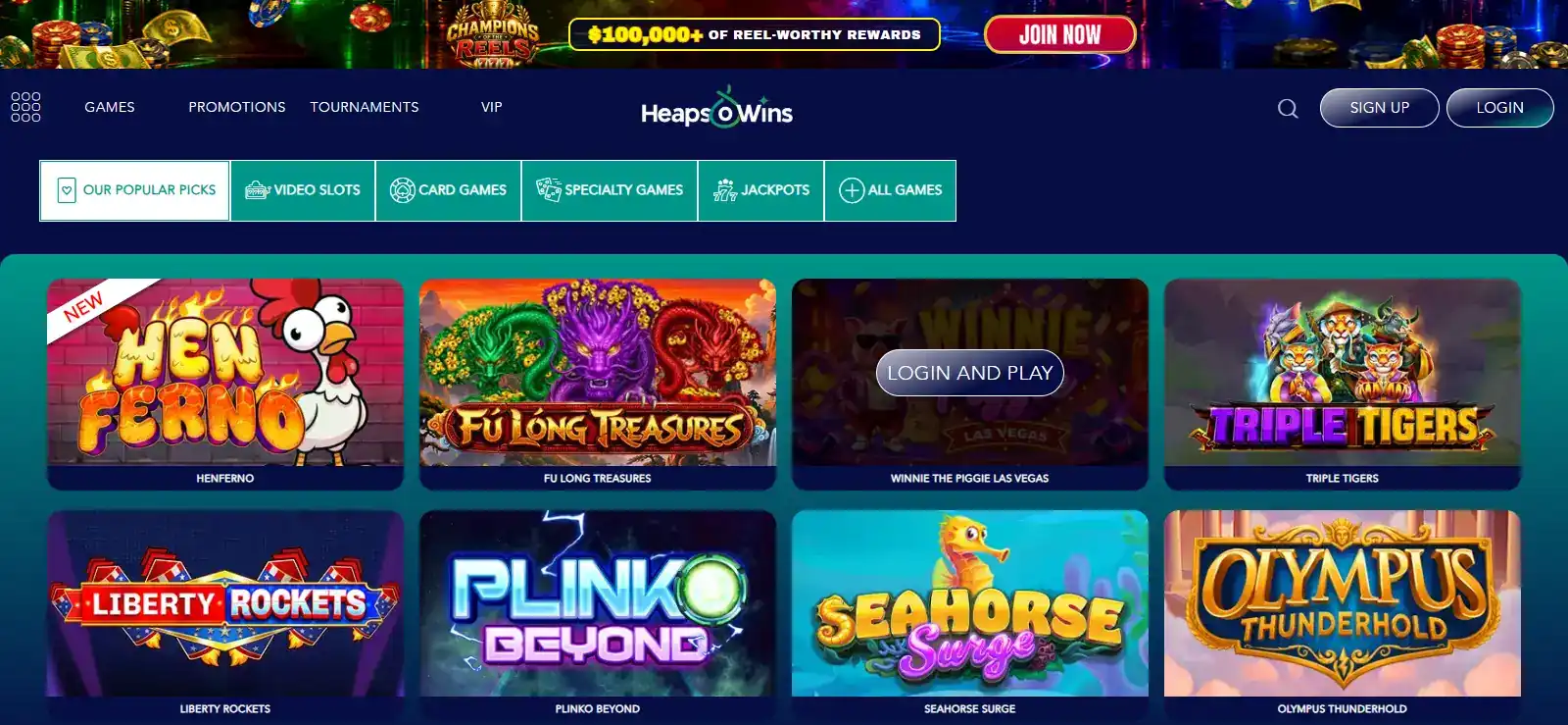 HeapsoWins Games and RTG Casino Library