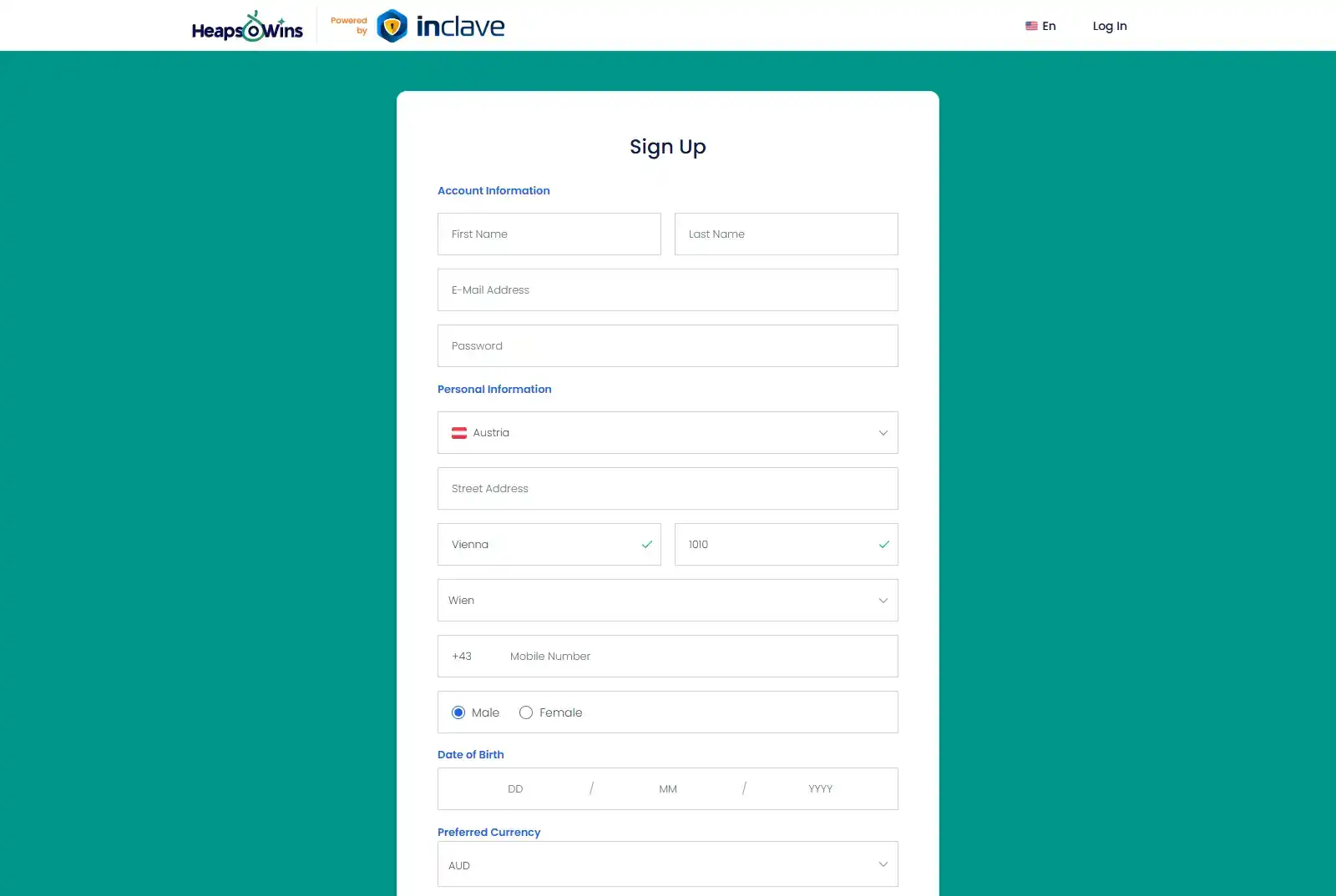HeapsoWins Account and Registration
